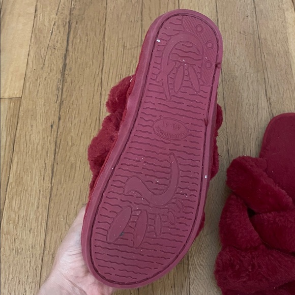 Cozy Red Fuzzy Slippers - Picture 2 of 2